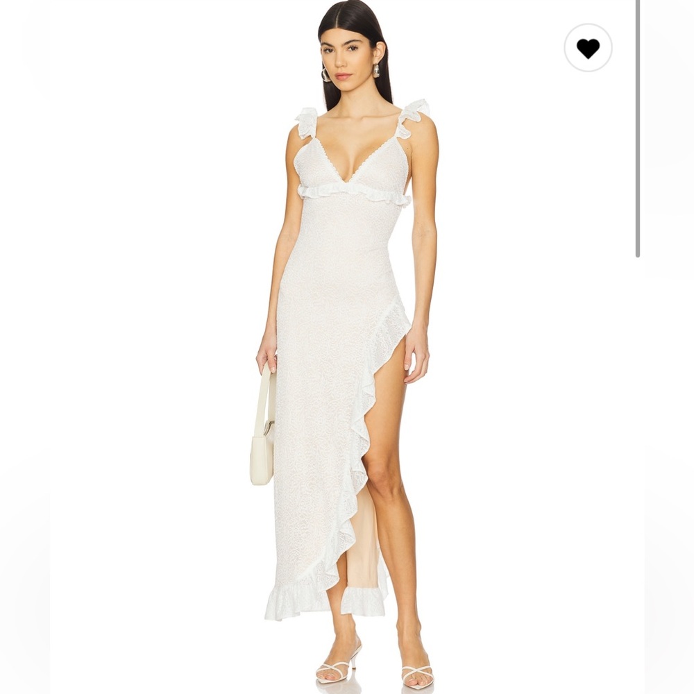 Runaway the Label White Ruffled Maxi Dress